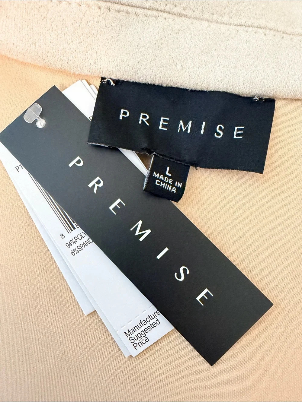 Premise Cream Open-Front Faux Leather Coat